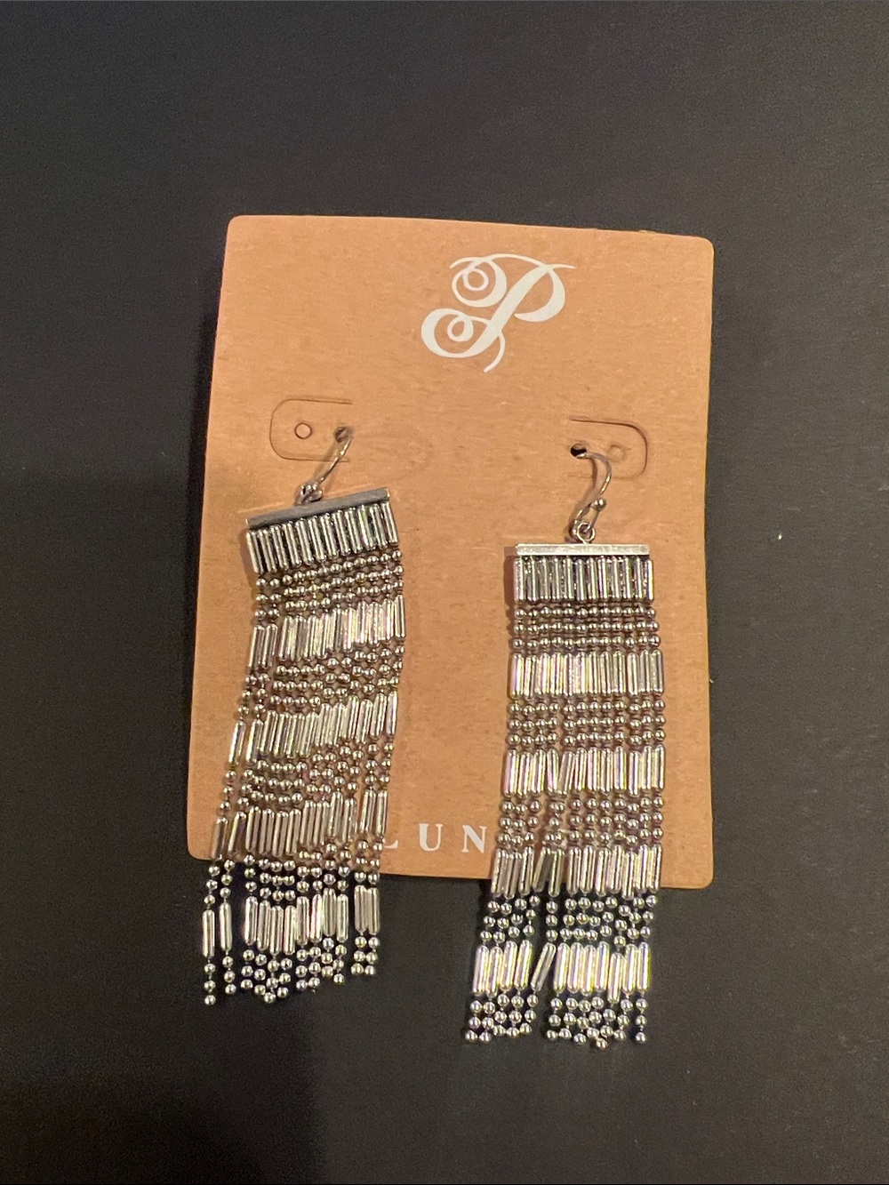🐿️ any jewelry w squirrel is 5 for $20.Plunder Silver Beaded Fringe Earrings New